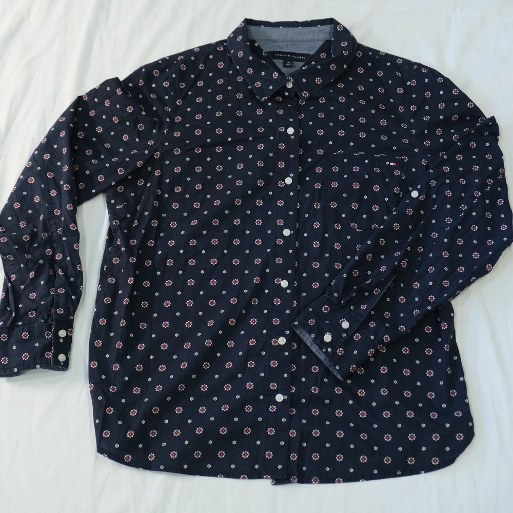 Tommy Hilfiger Dark Blue Floral Button Down Shirt